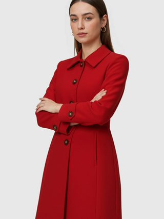 Mid-Length Red Winter Coat