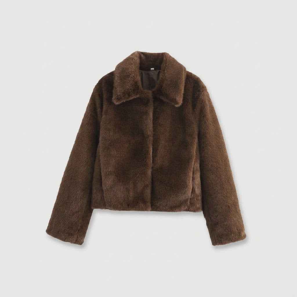 Jackets : Women's Long Jacket with Lapel Collar and Button Detail in van Roselva