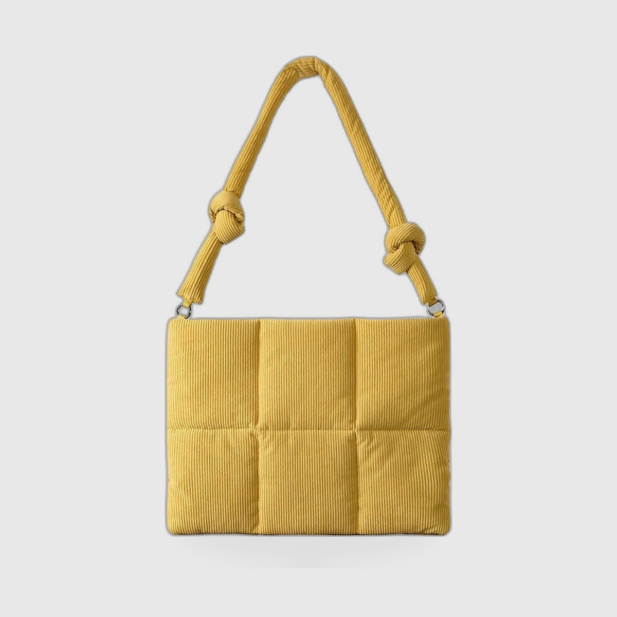 Shoulder Bag : Corduroy Padded Shoulder Bag – Textured Everyday Commuter Bag in Yellow van Vanda Liamo