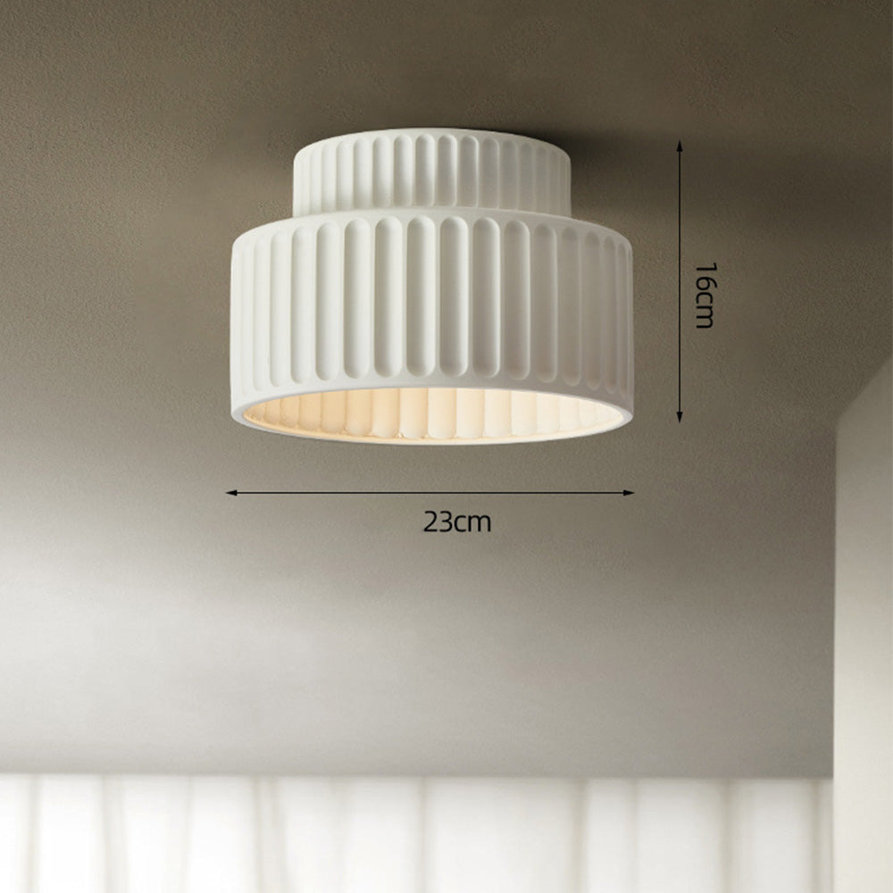 Ribbed Ceiling Lamp - Two-Tier Drum Design