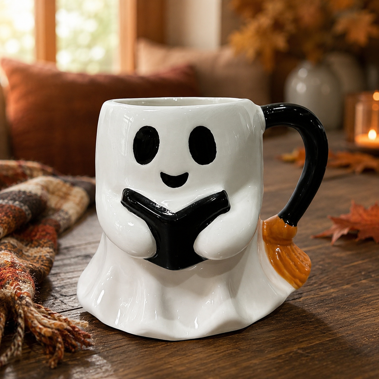Gifts – Seasonal – Halloween : Ghost with Book Ceramic Halloween Mug in van Vandaliamo
