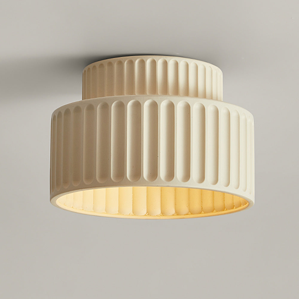 Ribbed Ceiling Lamp - Two-Tier Drum Design