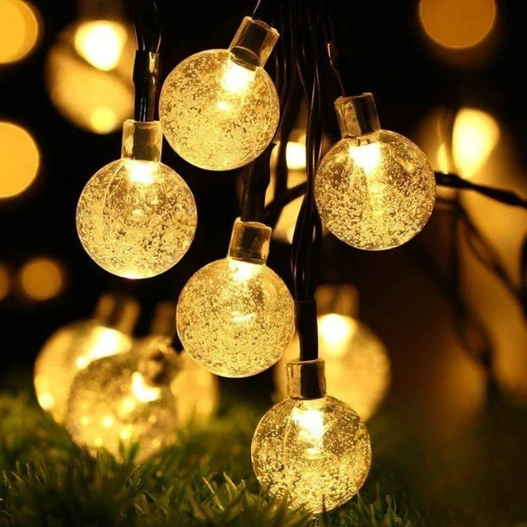 Solar Crystal Ball String Lights – Outdoor Festive Garden Decor
