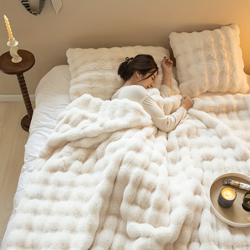 Home Decor : Bubble Fleece Throw Blanket - Plush Soft Couch Blanket in van Vandaliamo