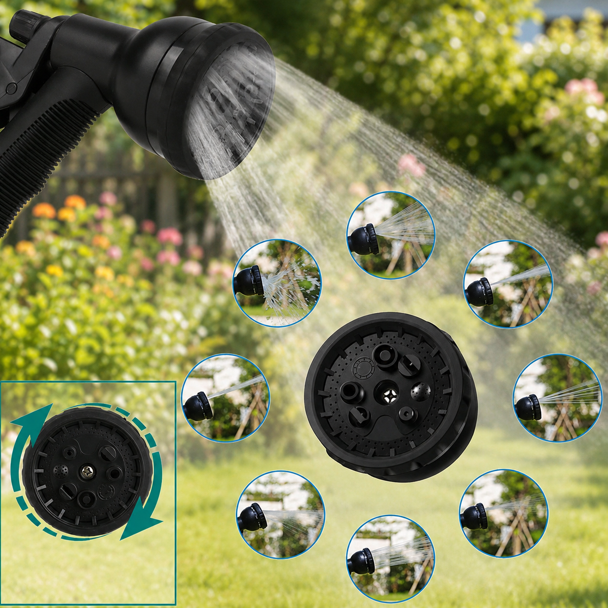 Expandable Garden Hose with 8-Pattern Spray Nozzle