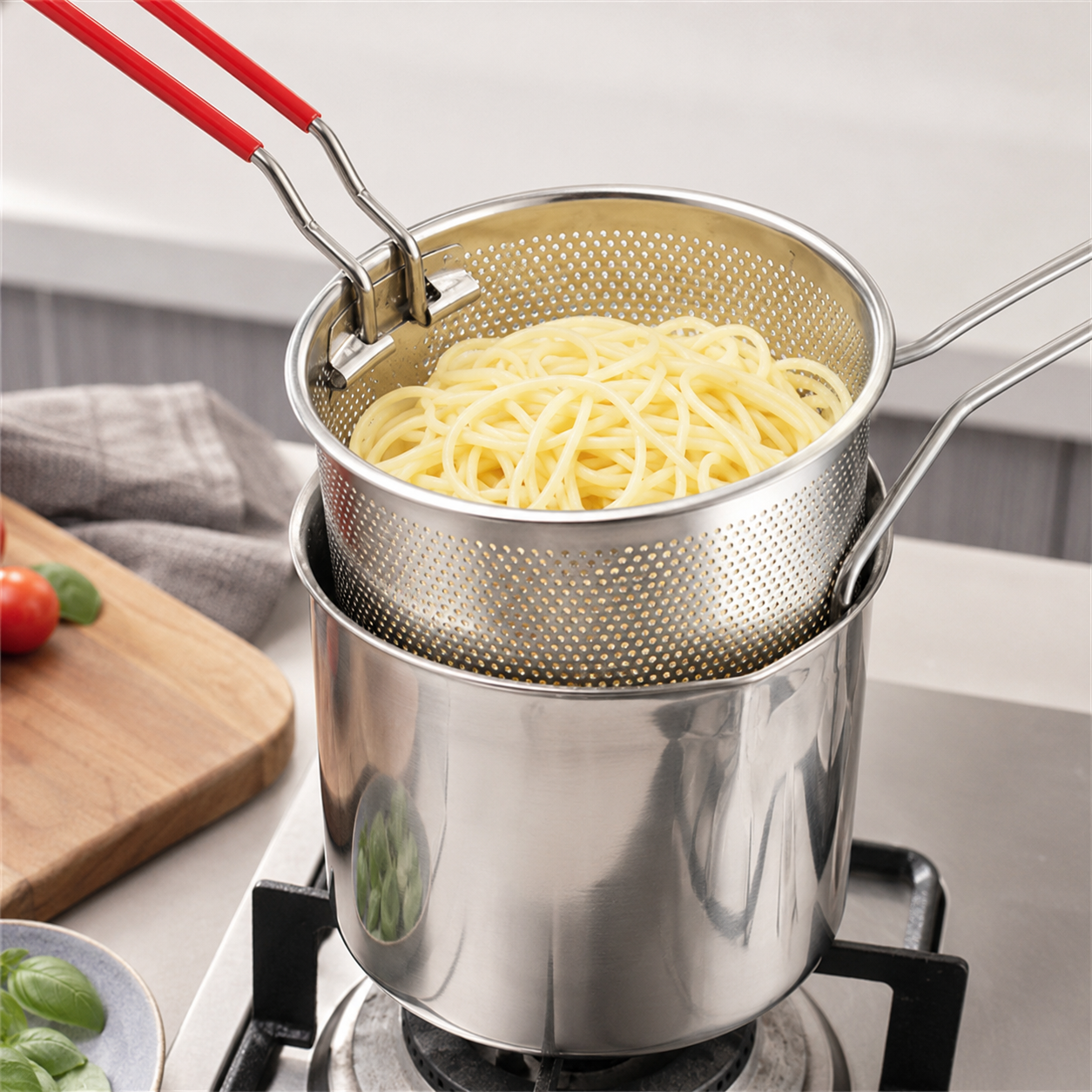1200ML Deep Fryer Pot with Strainer Basket