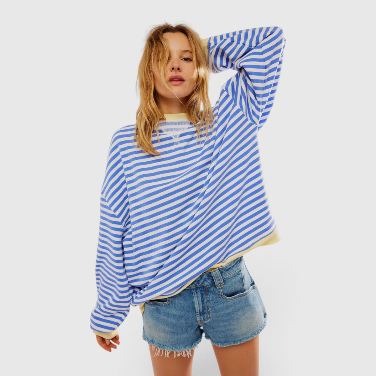 Women's Striped Crewneck Sweater - Casual Knit Top