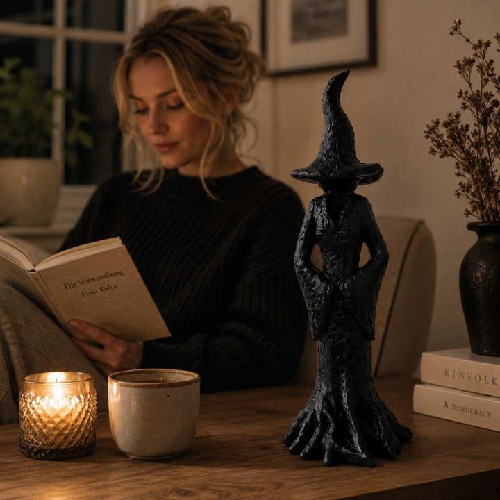 Witch Garden Statue - Handmade Resin Guardian Figure