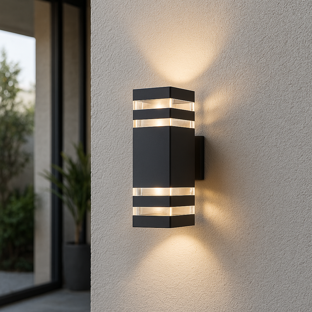 Outdoor Wall Lamp, Black Aluminum, Up/Down Warm LED