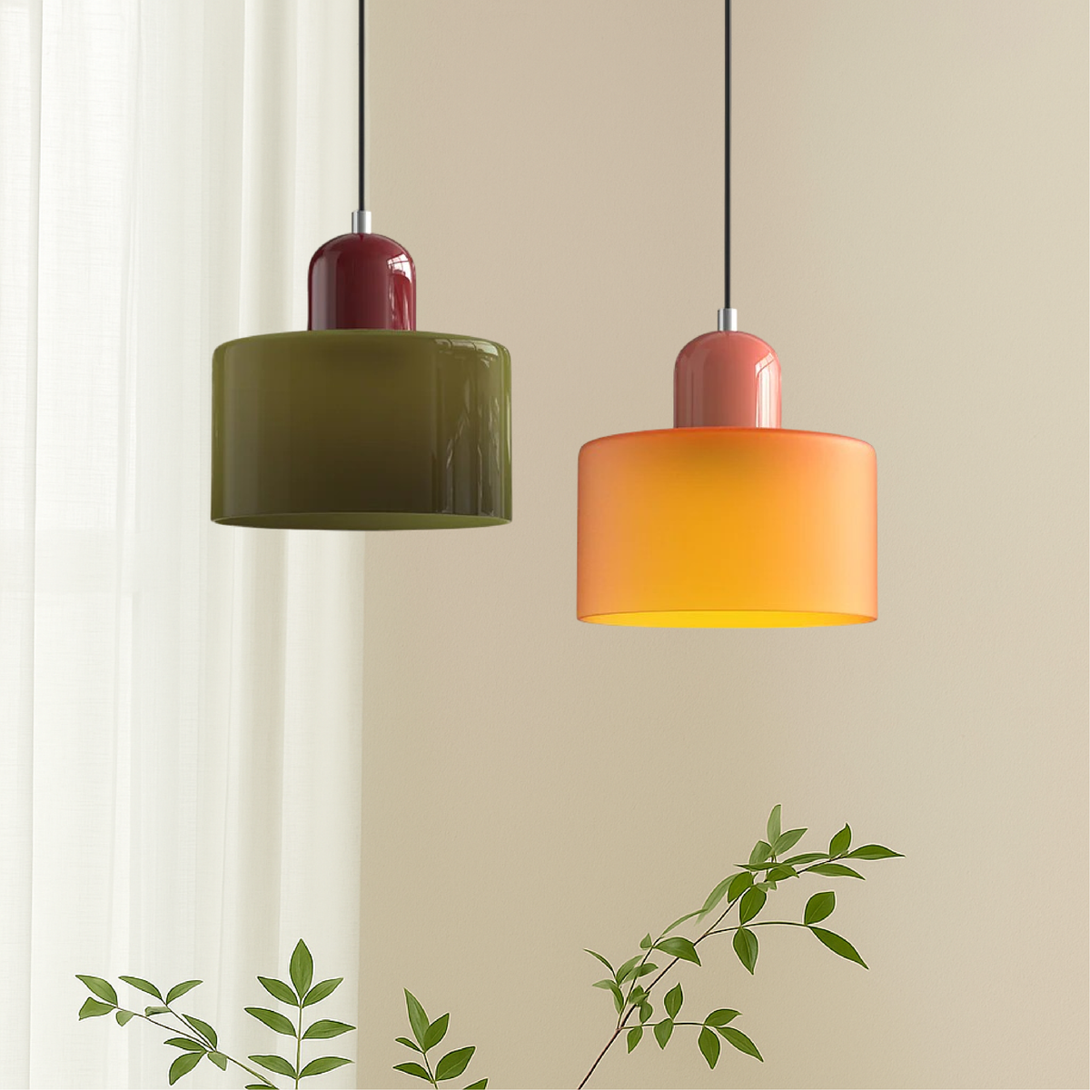 Coloured Glass Bauhaus Pendant Light – Retro Statement Piece
