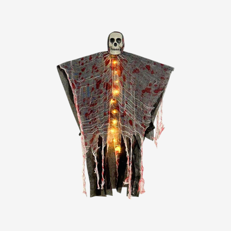 Gifts – Seasonal – Halloween : Luminous Skull Ghost Hanging Decoration in Black With Light van Vandaliamo