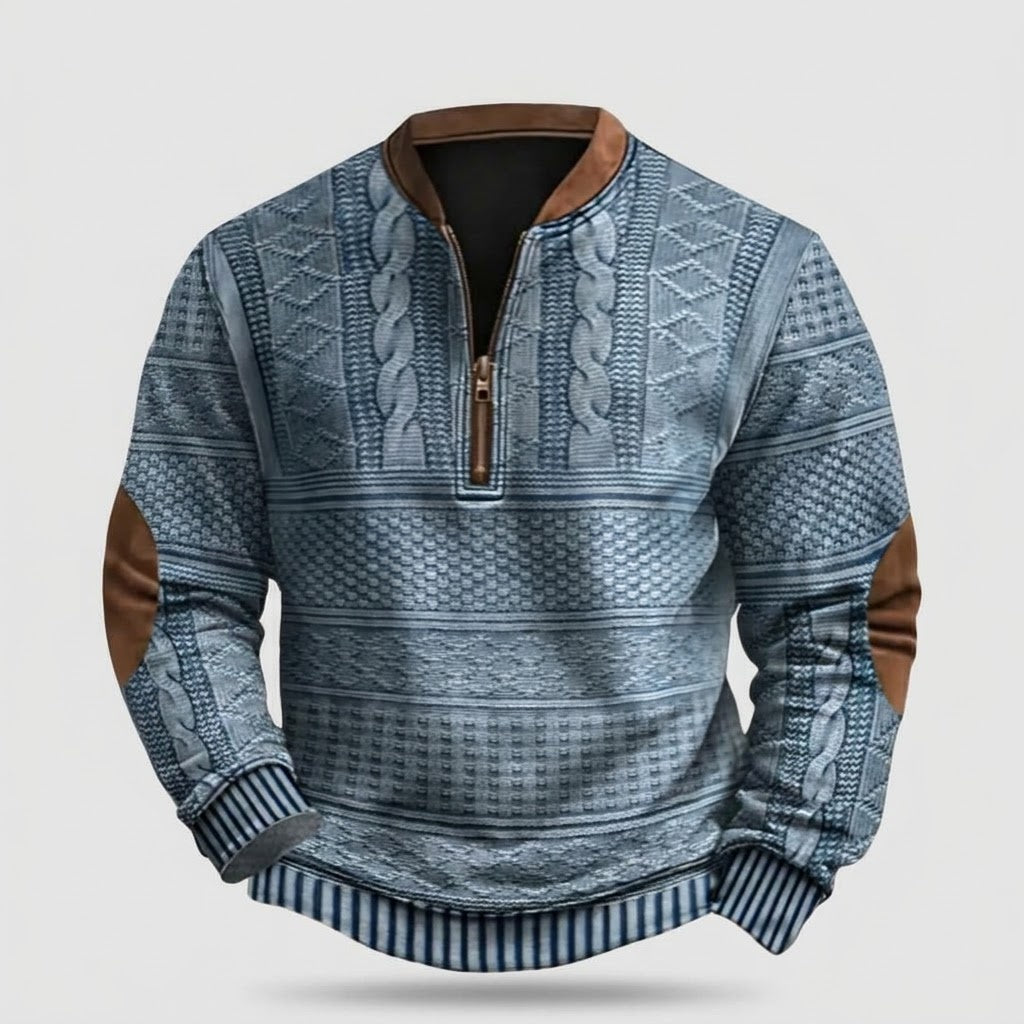 Menswear/Knitwear : Men's Vintage Knitted Sweater with Zip, Dirk in van Vanda Liamo