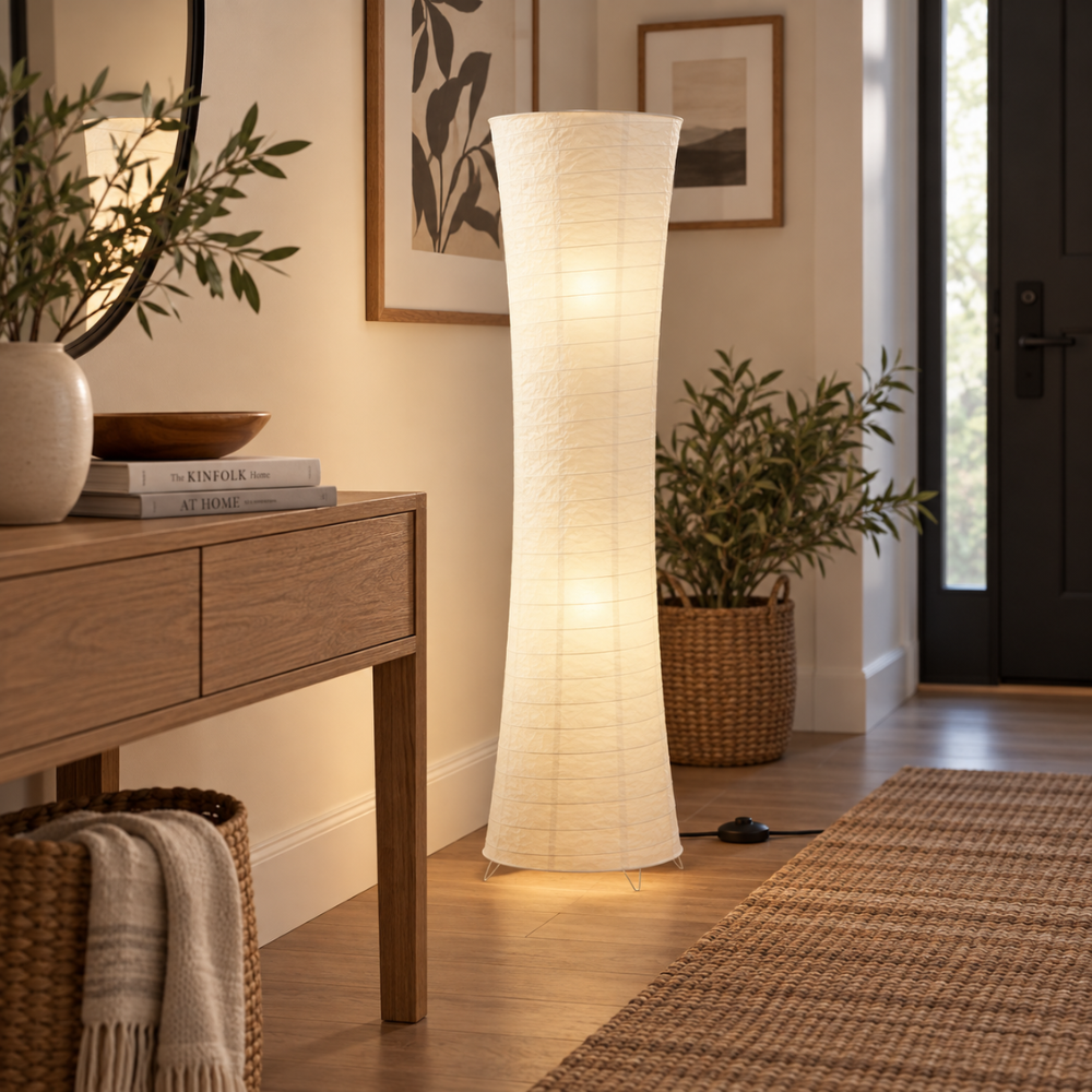 Sculptural LED Floor Lamp – Warm Living Room Ambience