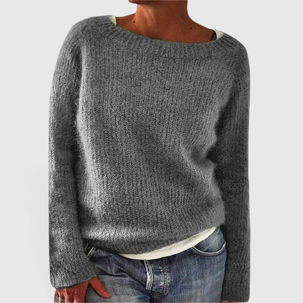 Women's Relaxed Fit Knit Sweater - Casual Pullover
