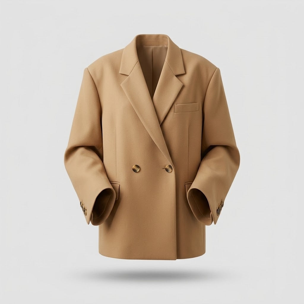 Outerwear : Women's Oversized Blazer - Diagonal Wrap with Lapel Collar in van Vanda Liamo