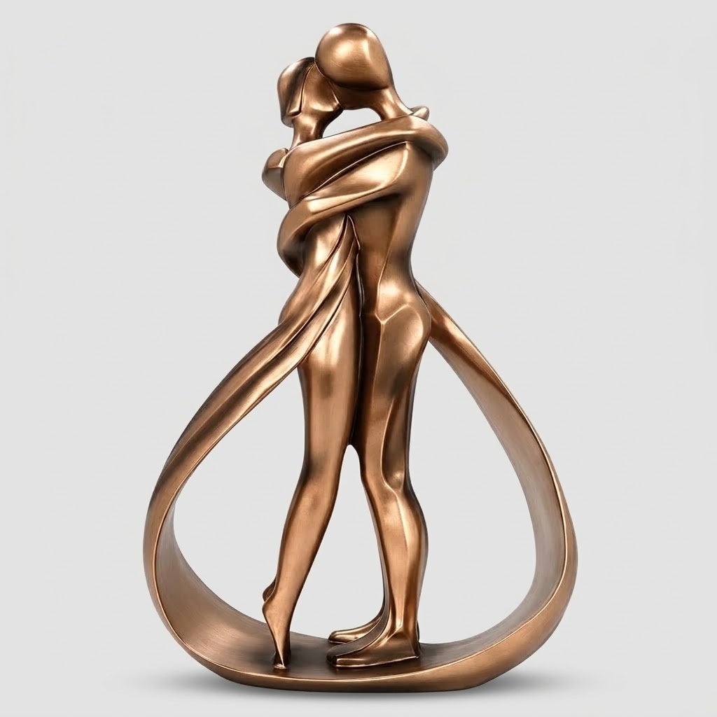 Embracing Couple Sculpture - Bronze-Look Resin Home Decor Statue