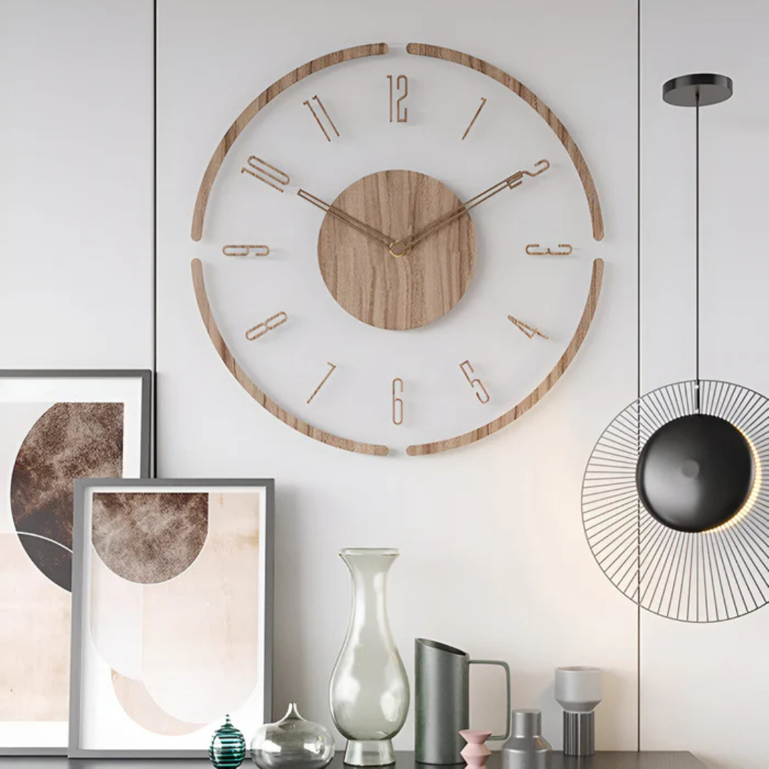 Wall Clock : Stylish Modern Wall Clock 30cm – Acrylic & Wood, Silent Movement in C van Vanda Liamo