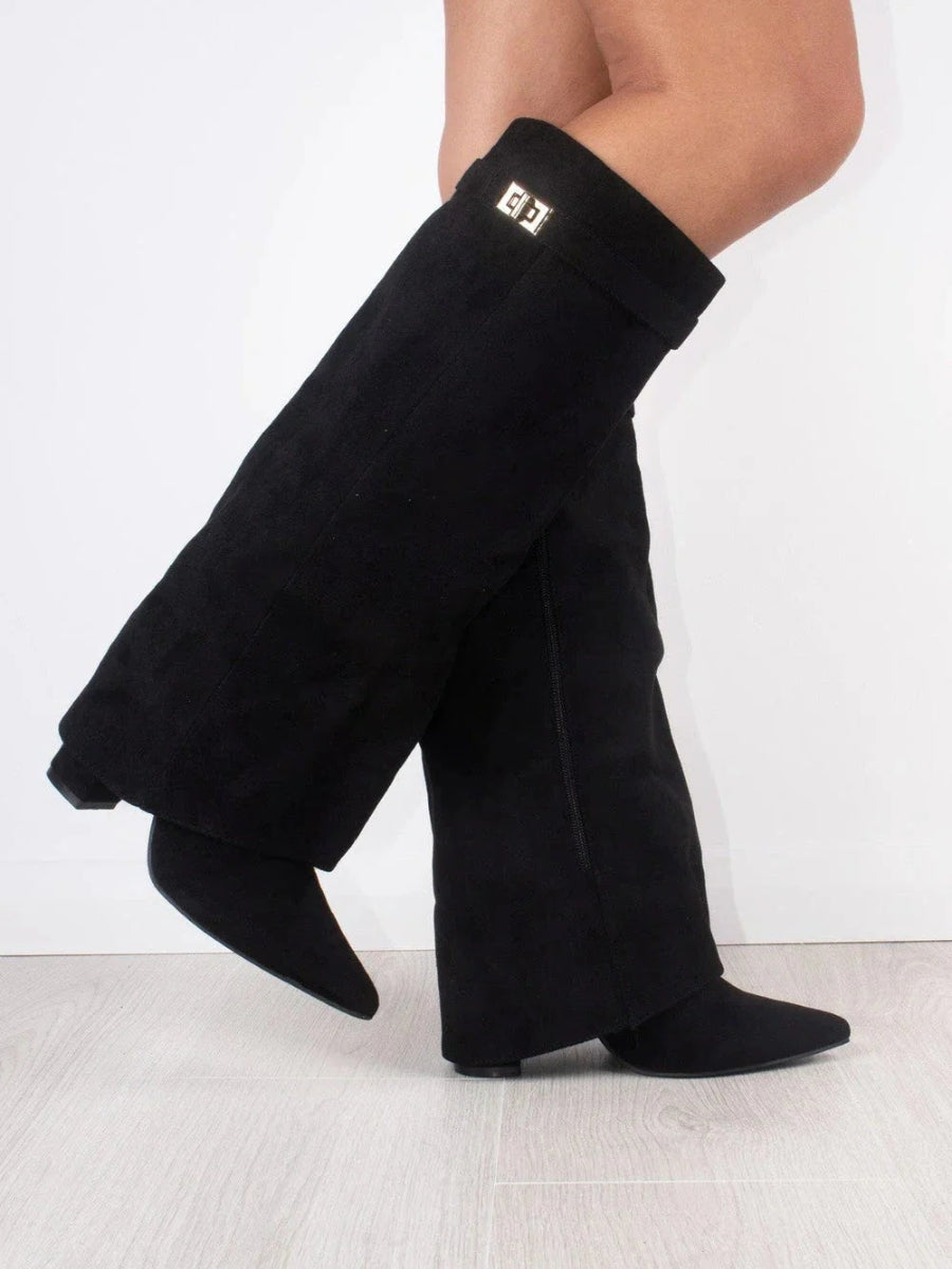 Boots : Luxe Suede Over-the-Knee Boots for Women in Black van Vandaliamo