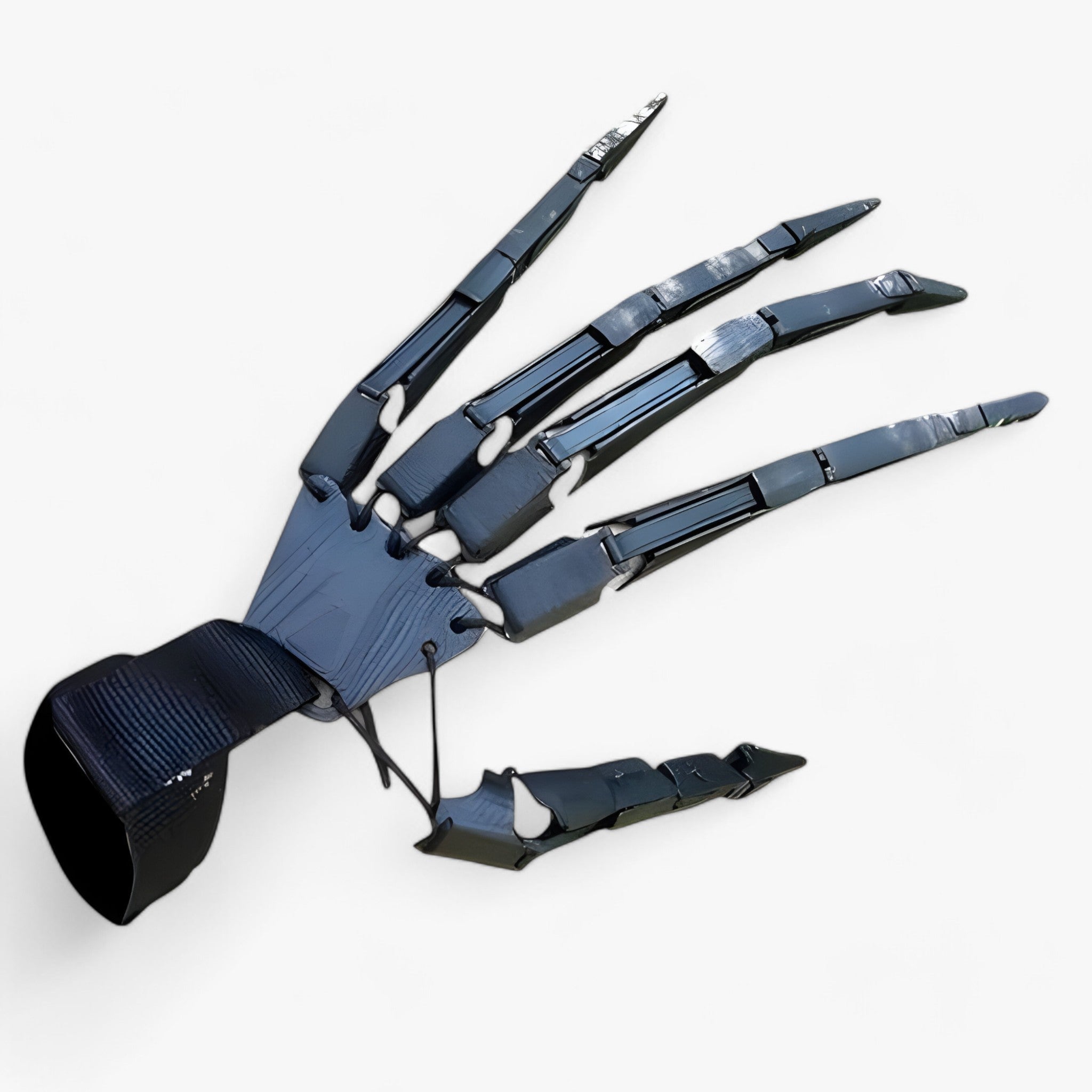 Costume Gloves : Gelede Skeletvingers - Realistische Horrorhandschoen - Zwarte Spinklauwen in Zwarte Spinklauwen van Pantino