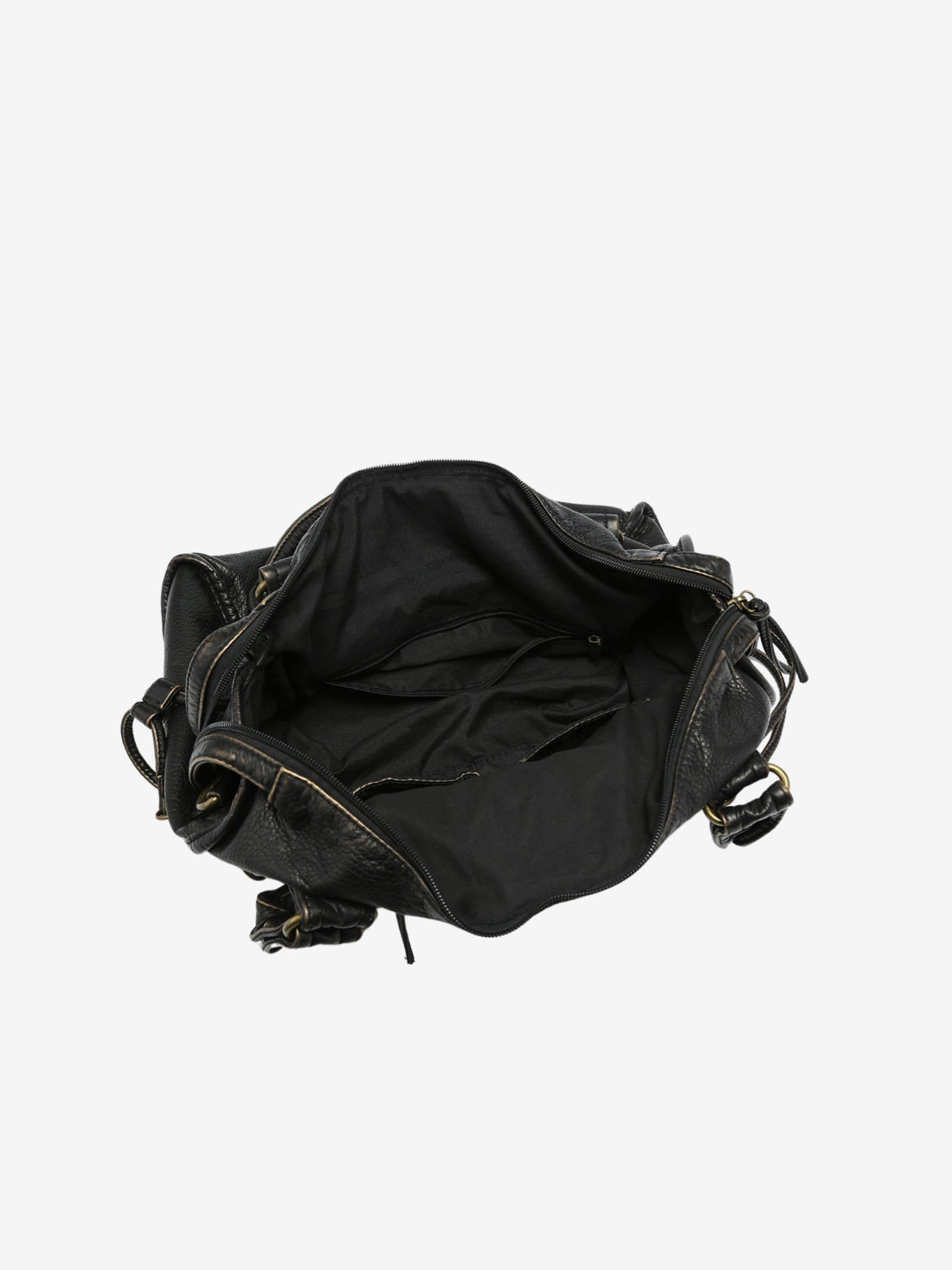 Black Shoulder Bag Women - Trendy Faux Leather Handbag with Zipper Pockets