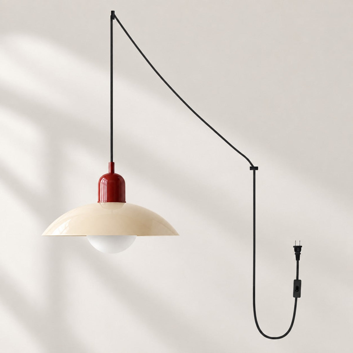Home Decor : Mid Century Bauhaus Plug-In Pendant Light in Red van Vandaliamo