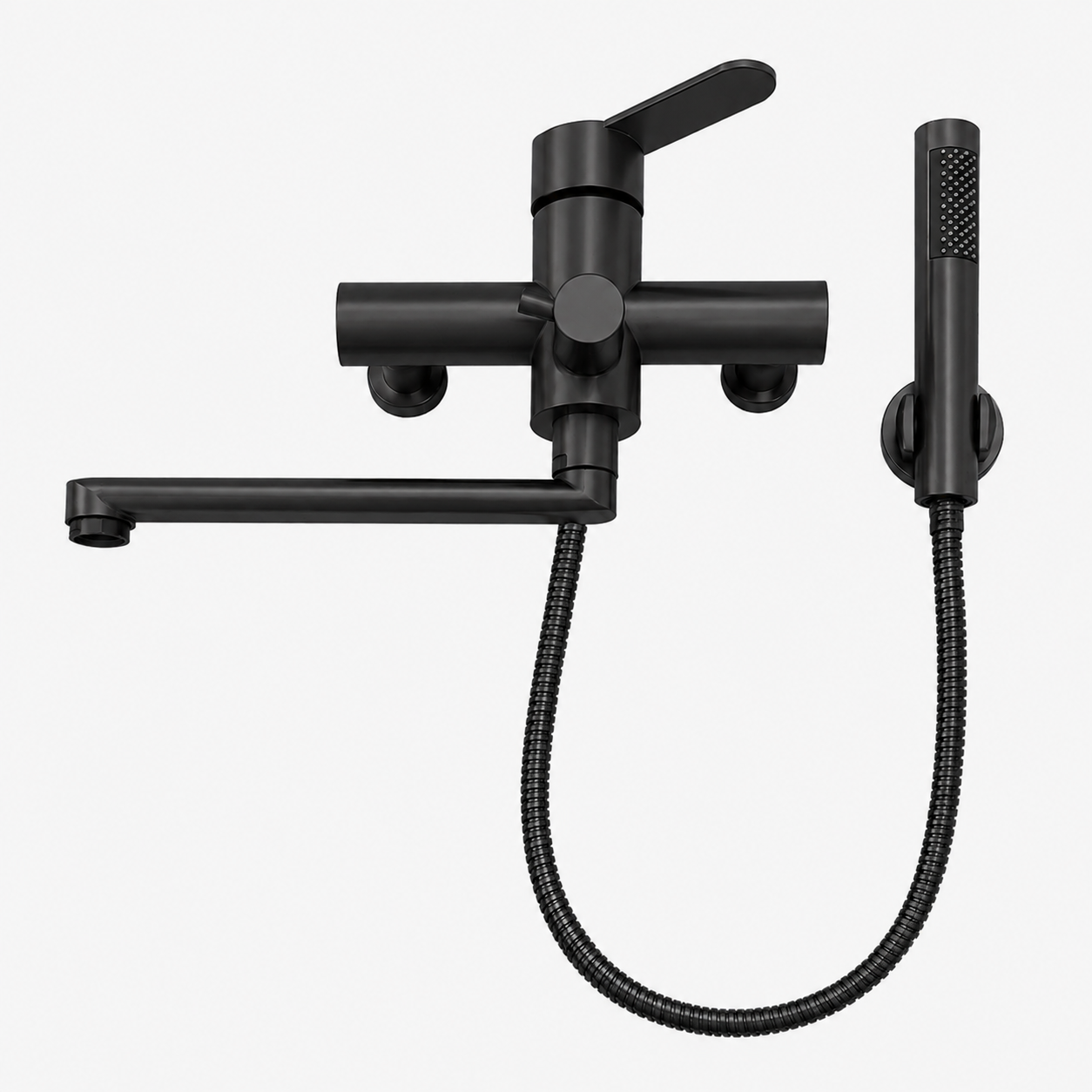 Robinet de cuisine : Wall-Mounted Kitchen Faucet with Hand Shower in Black van Vandaliamo
