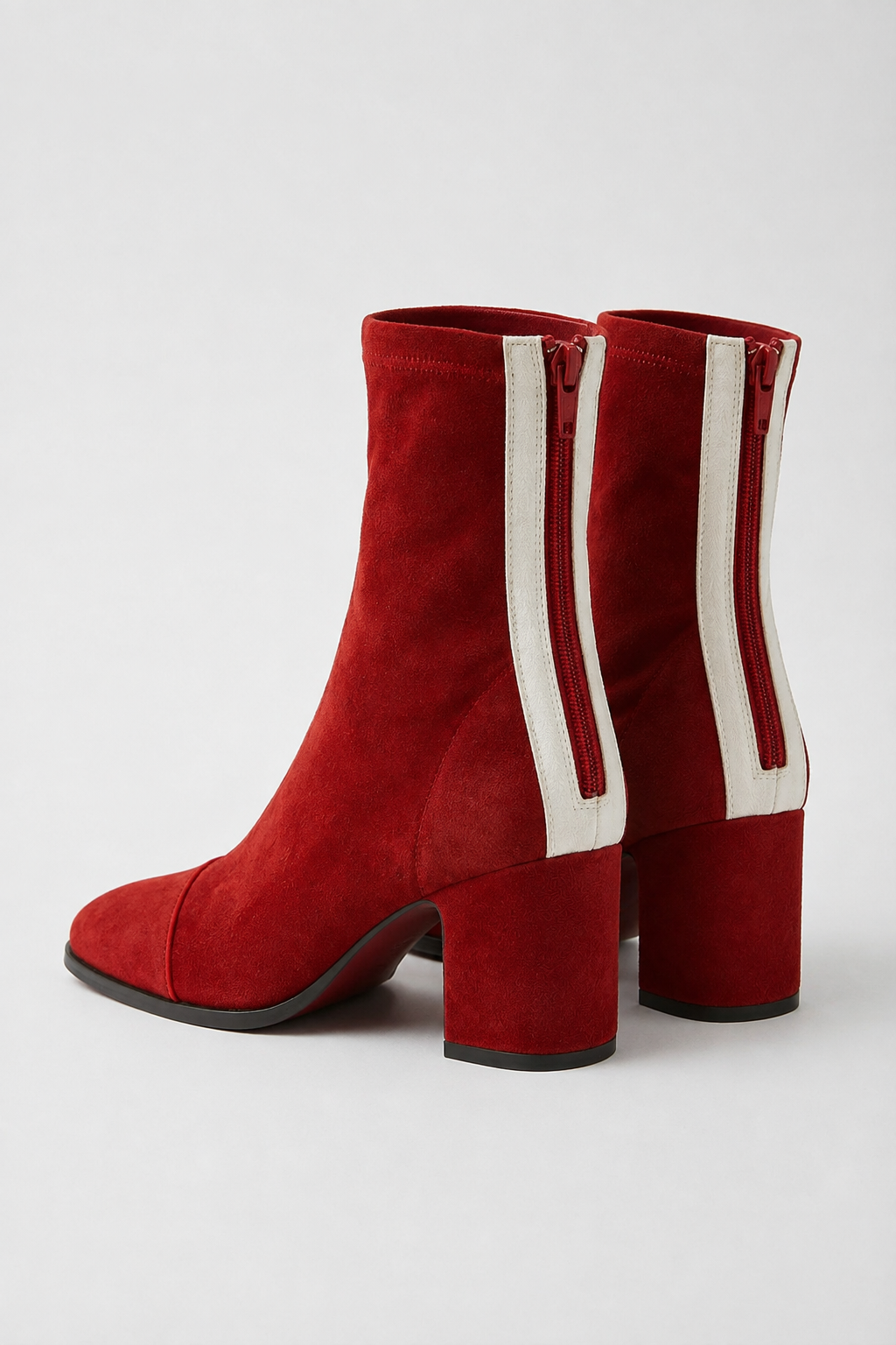 Women's Boots : Women's Red Retro Block Heel Mid-Calf Boots - Vintage Style, Comfortable Fit in van Vanda Liamo