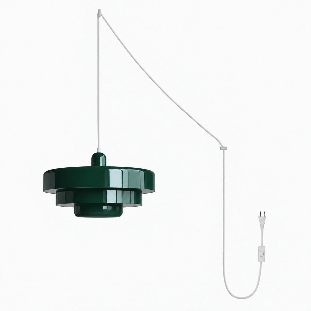 Home Decor : Retro Bauhaus Plug-In Pendant Light - Multi Color in Dark Green van Vandaliamo