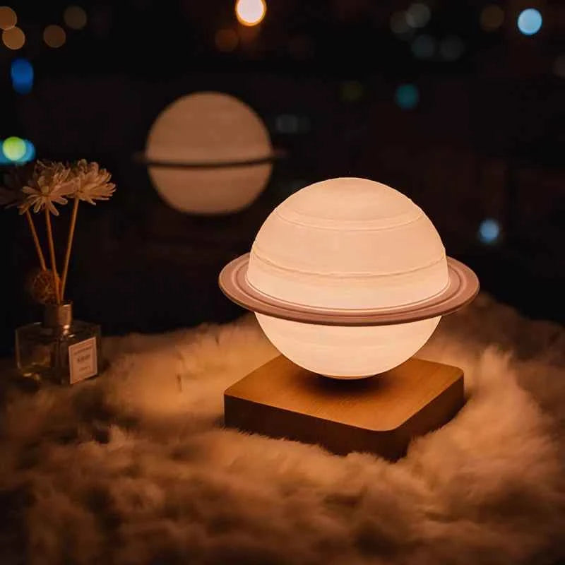 Home Decor : EtherealOrbit Levitating Lamp – Magnetic Floating Moon & Saturn Light in van Vanda Liamo