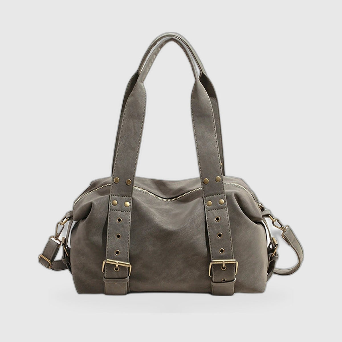 Shoulder Bag : Structured Baguette Shoulder Bag – Studded Vegan Leather in Green van Vanda Liamo