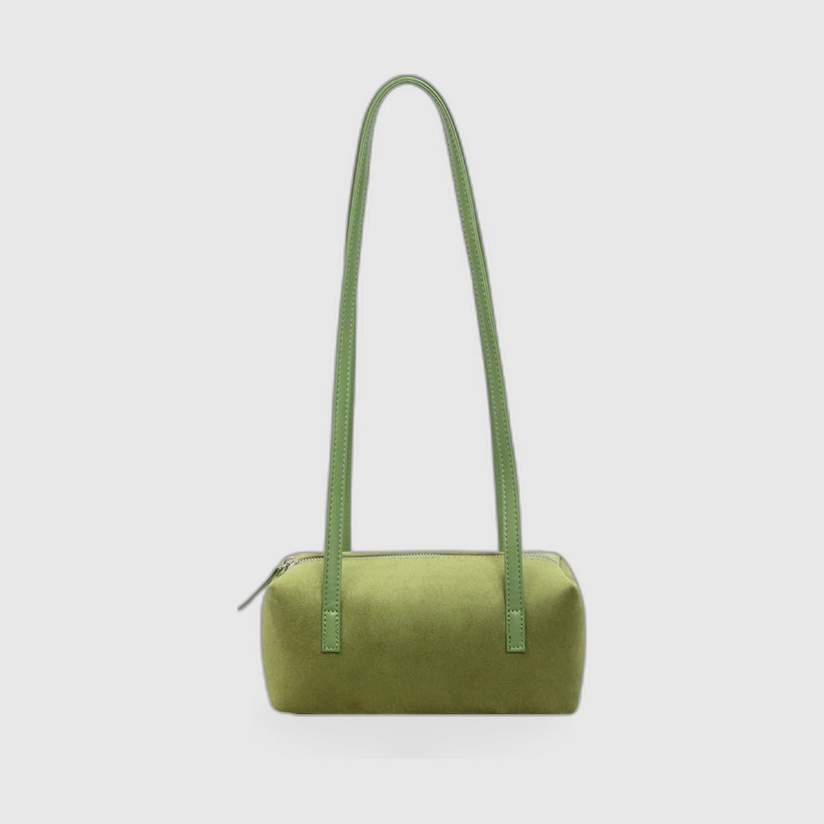 Shoulder Bag : Compact Barrel Underarm Bag – Small Zip Shoulder Tote in Green van Vanda Liamo