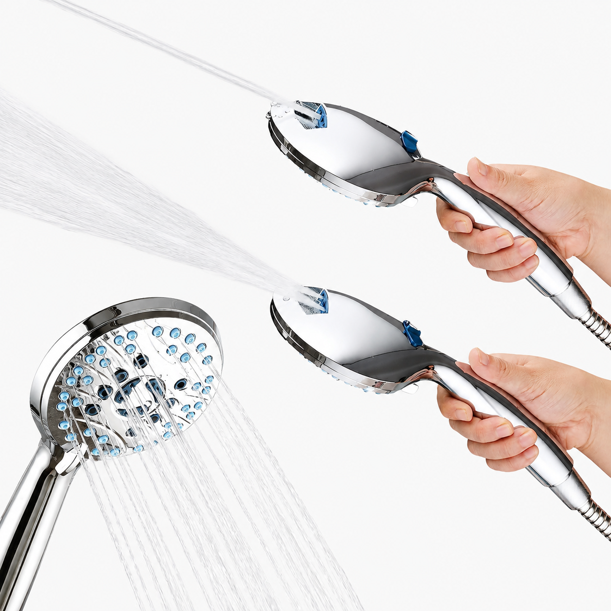 8-Setting High-Pressure Handheld Shower Head with Hose