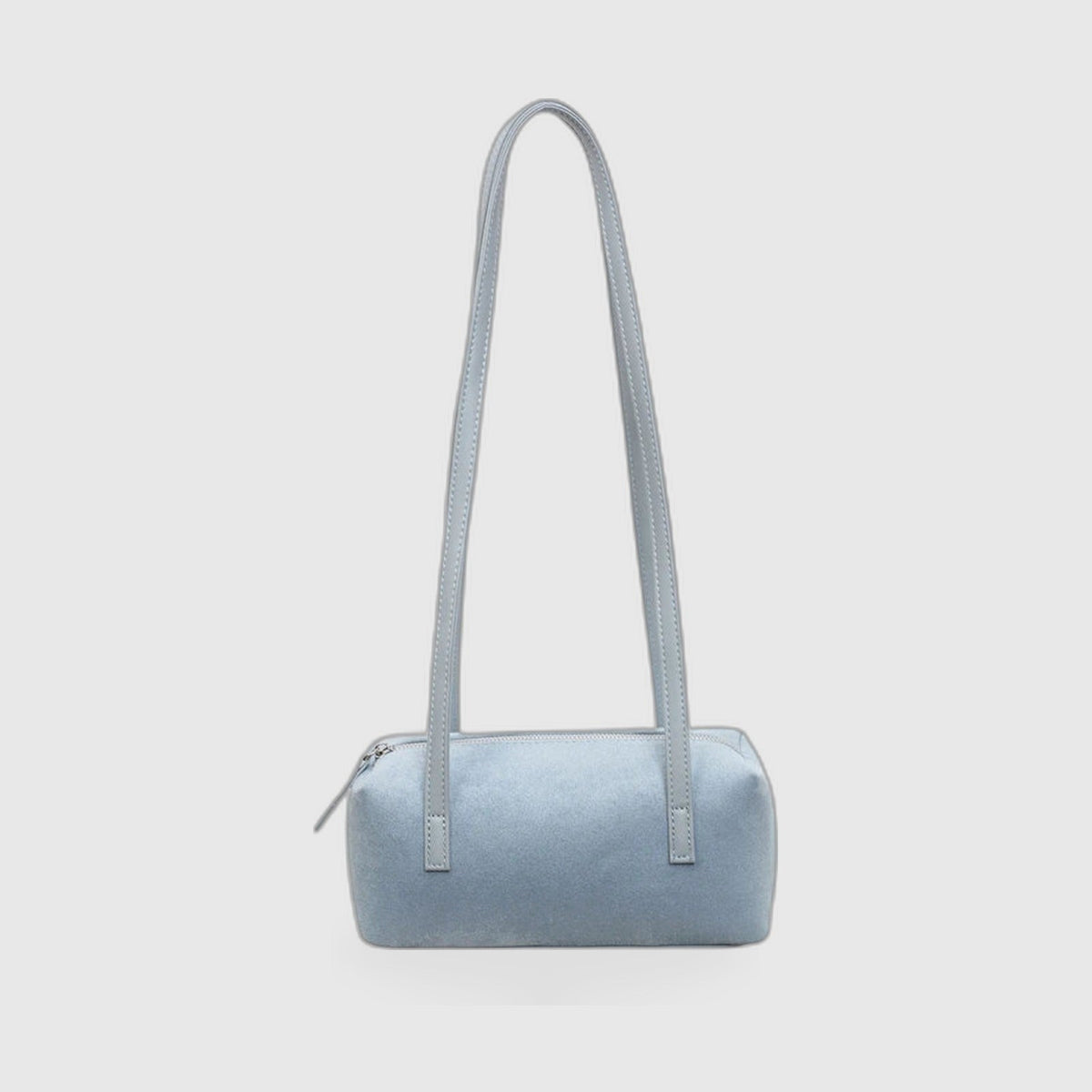 Shoulder Bag : Compact Barrel Underarm Bag – Small Zip Shoulder Tote in Blue van Vanda Liamo
