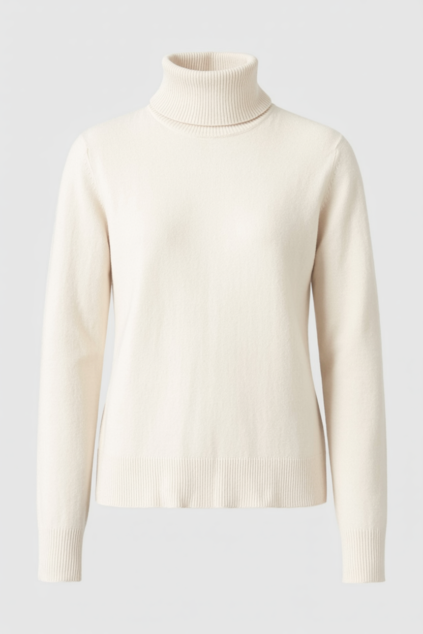 Women's Sweaters : Apricot Fleece Lined Thermal Turtleneck Sweater in van Vanda Liamo