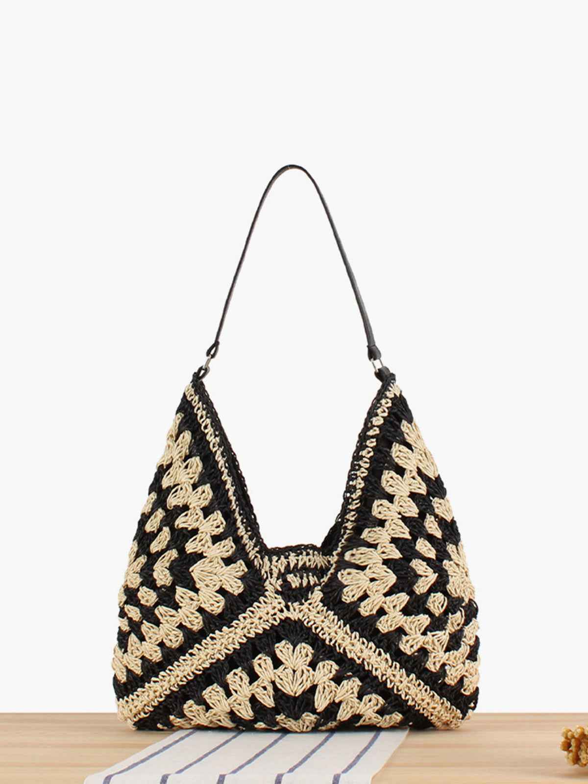 Handgemaakte Gehaakte Schoudertas - Ruime Boho Shopper voor Dagelijks Gebruik