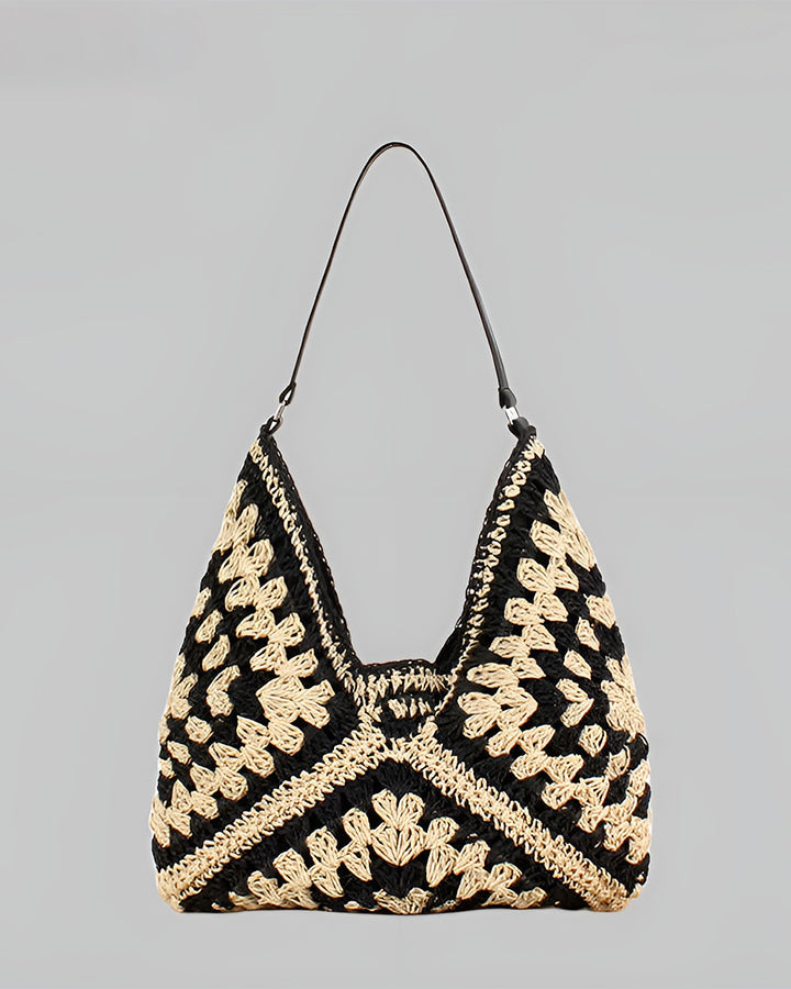 Handmade Crochet Shoulder Bag - Spacious Boho Shopper for Daily Use