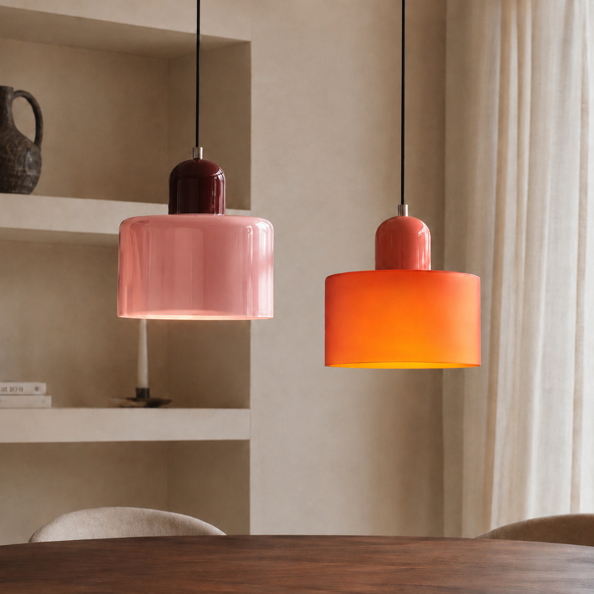 Home Decor : Bauhaus Colored Glass Pendant Lamp - Adjustable Height in van Vandaliamo