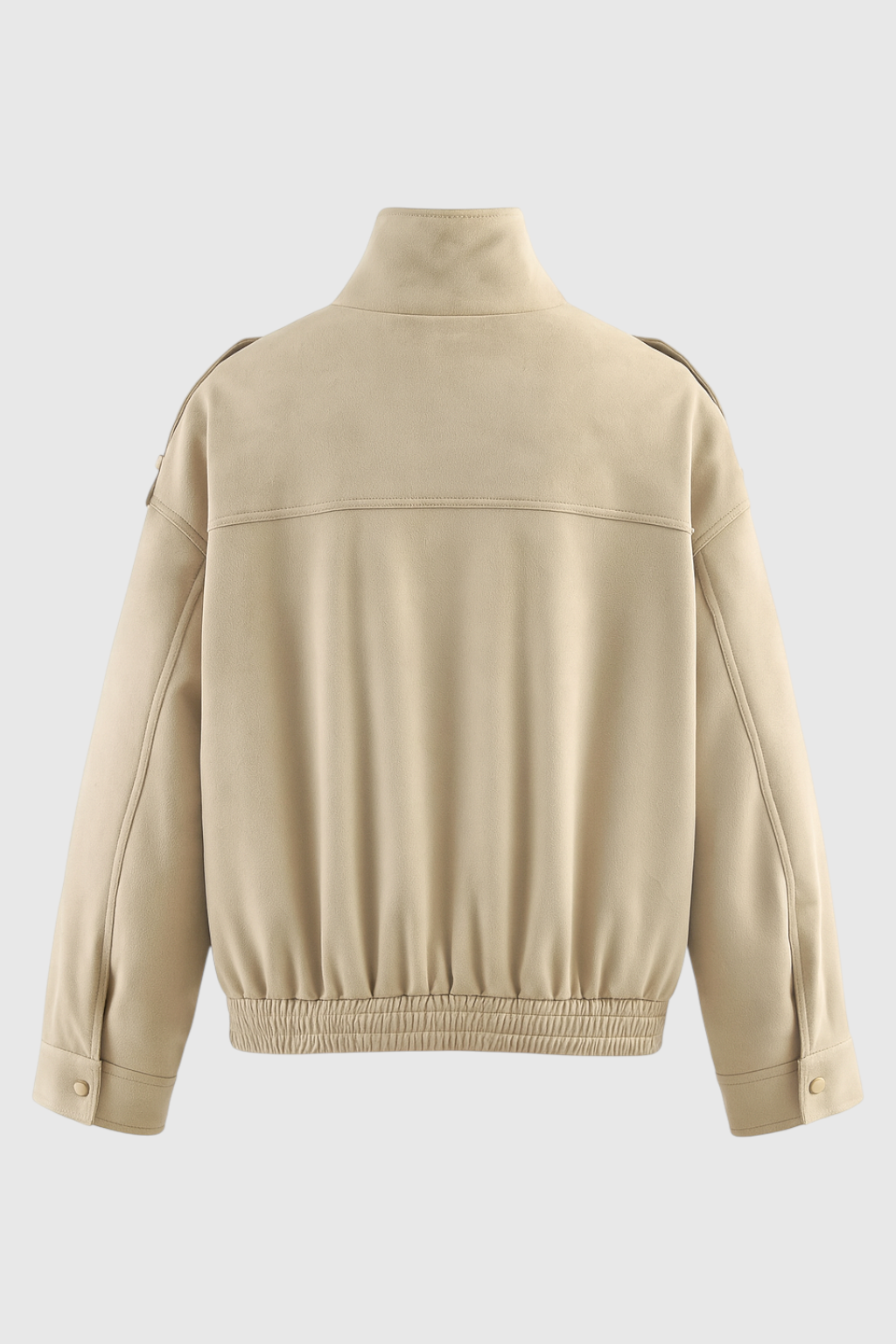 Jacket : Beige Bomber Jacket with Stand Collar in van Vanda Liamo