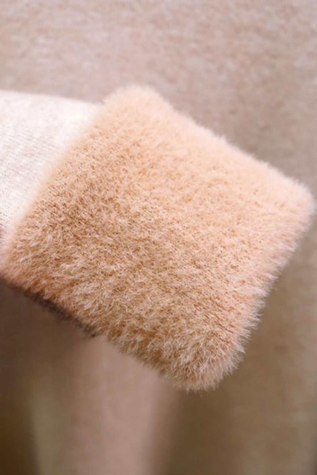 Women's Sweaters : Beige Fleece Lined Thermal Turtleneck Sweater in van Vanda Liamo