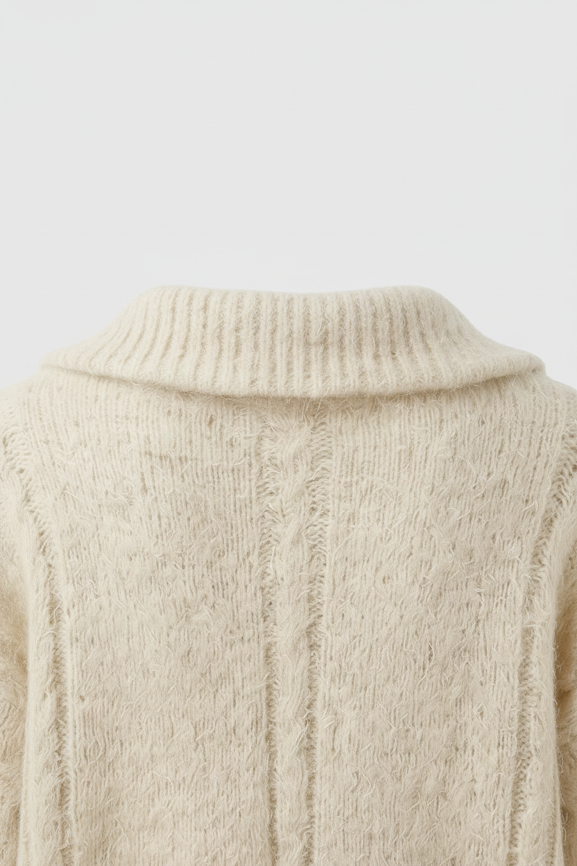 Cardigan : Women's Beige Cardigan with Zipper in van Vanda Liamo