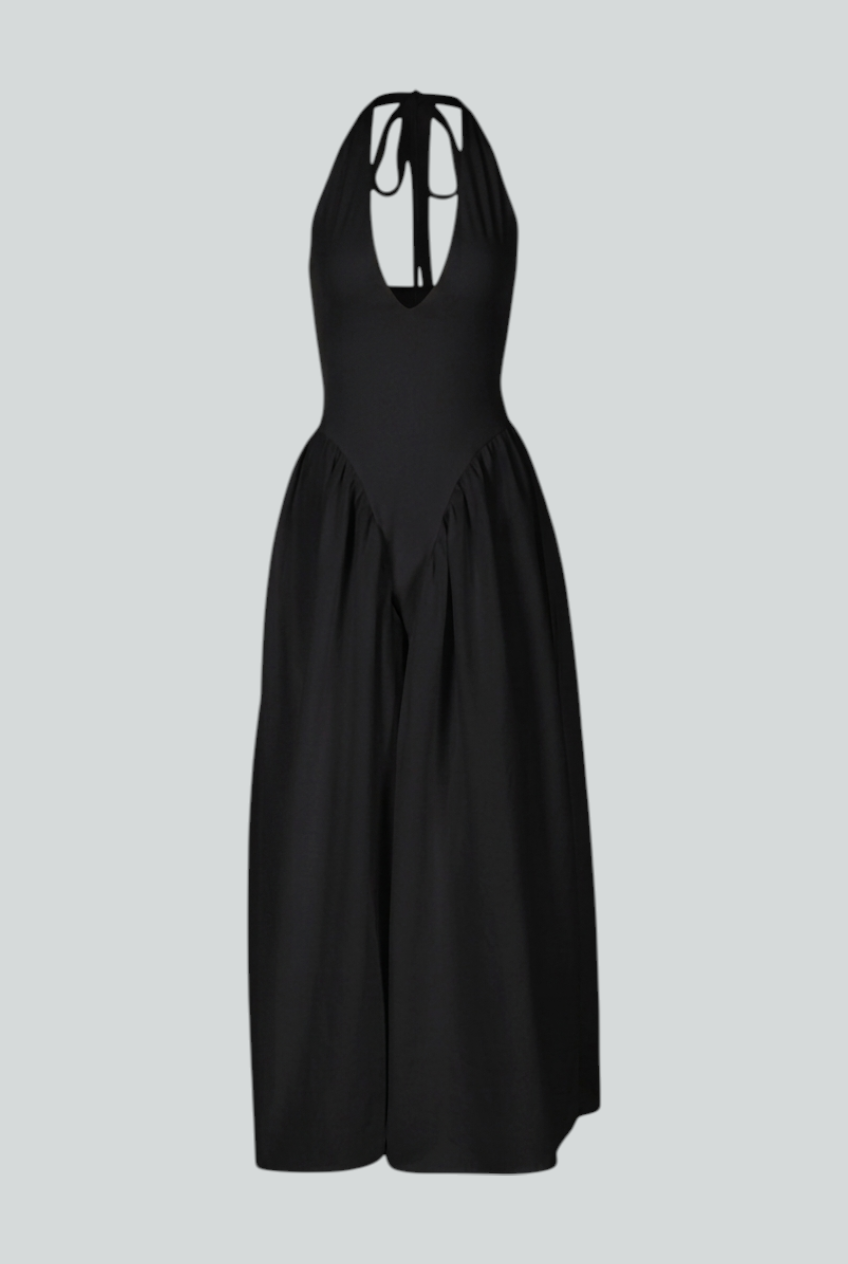 Women's Dresses : Black Contour Midi Dress – Timeless Slim Fit Dress for Evening & Formal Wear in Black van Vanda Liamo