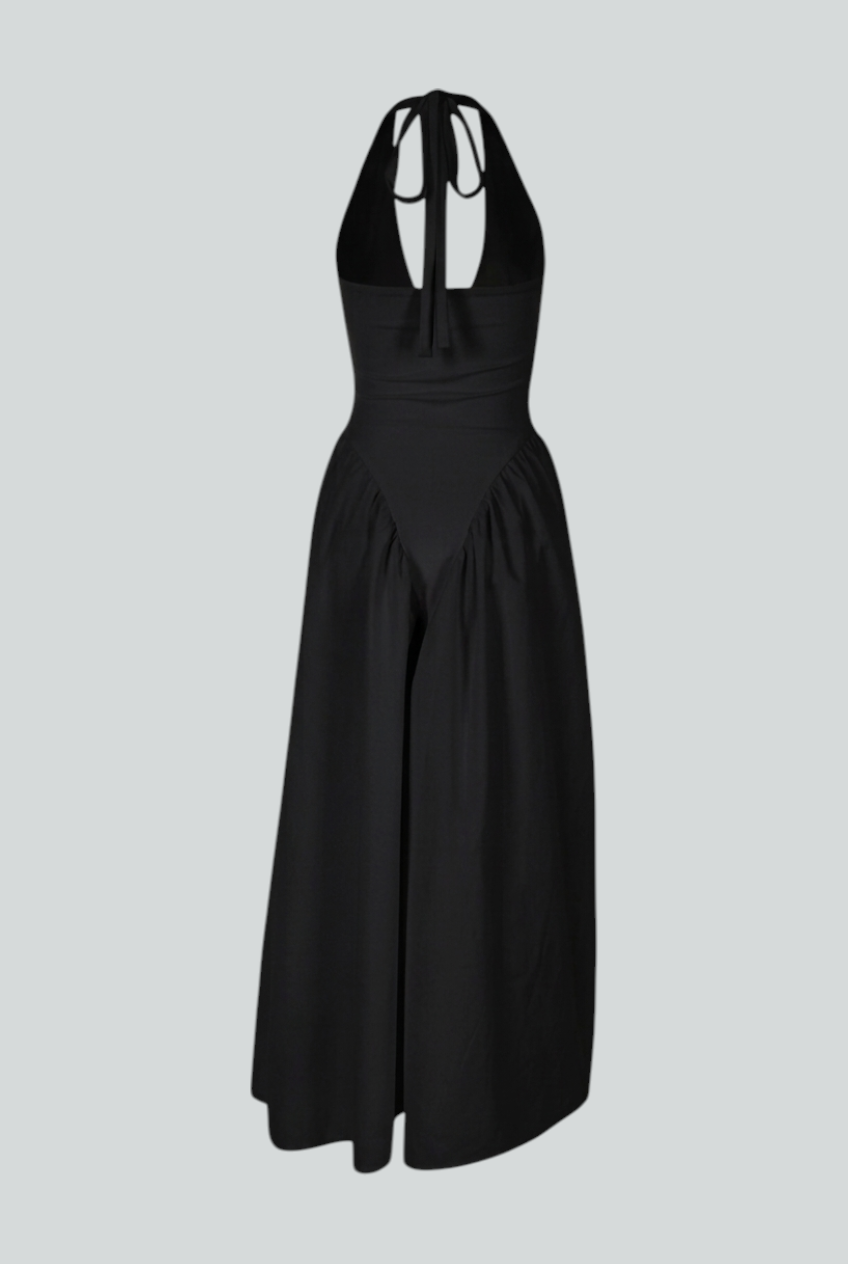 Women's Dresses : Black Contour Midi Dress – Timeless Slim Fit Dress for Evening & Formal Wear in van Vanda Liamo