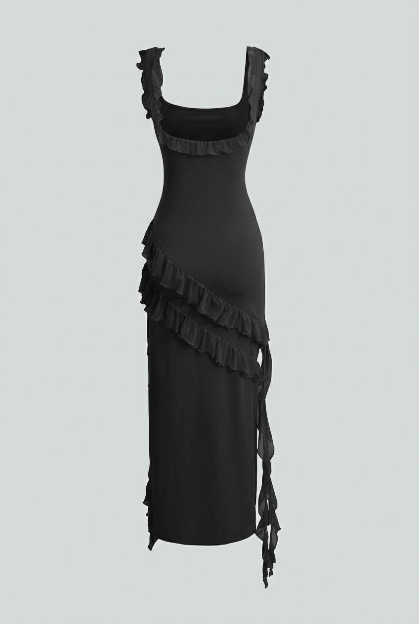 Women's Dresses : Black Sexy Maxi Dress for Women - Backless High Slit Night Out Gown in van Vanda Liamo