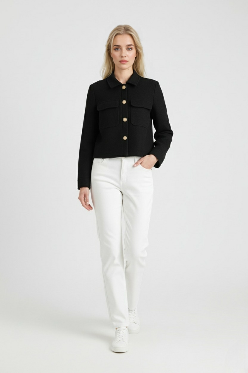 Jacket : Casual Lapel Jacket - Black in van Vanda Liamo
