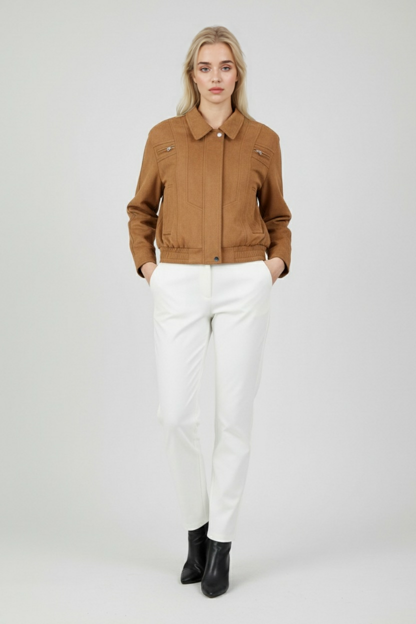 Jacket : Women's Brown Bomber Jacket in van Vanda Liamo