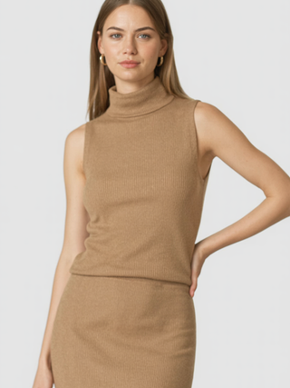Women's Brown Knit Skirt & Top Set - High-Quality