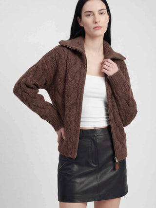 Women's Brown Cardigan with Zipper