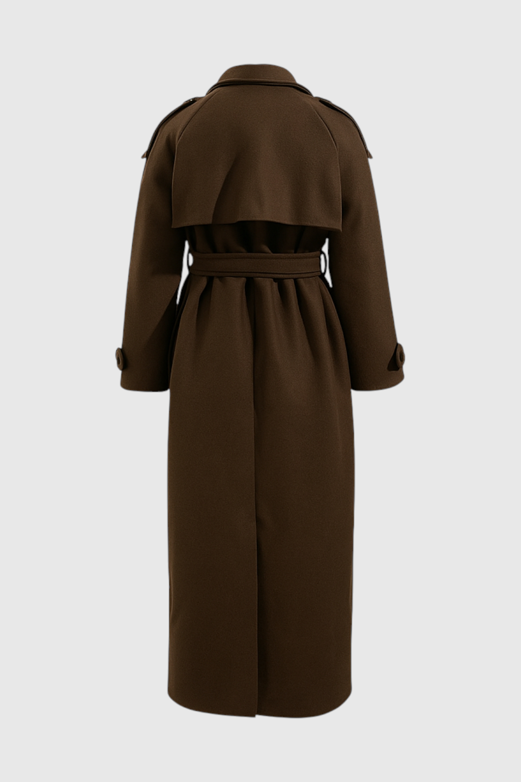 Coat : Women's Classic Long Brown Double-Breasted Trench Coat with Belt in van Vanda Liamo