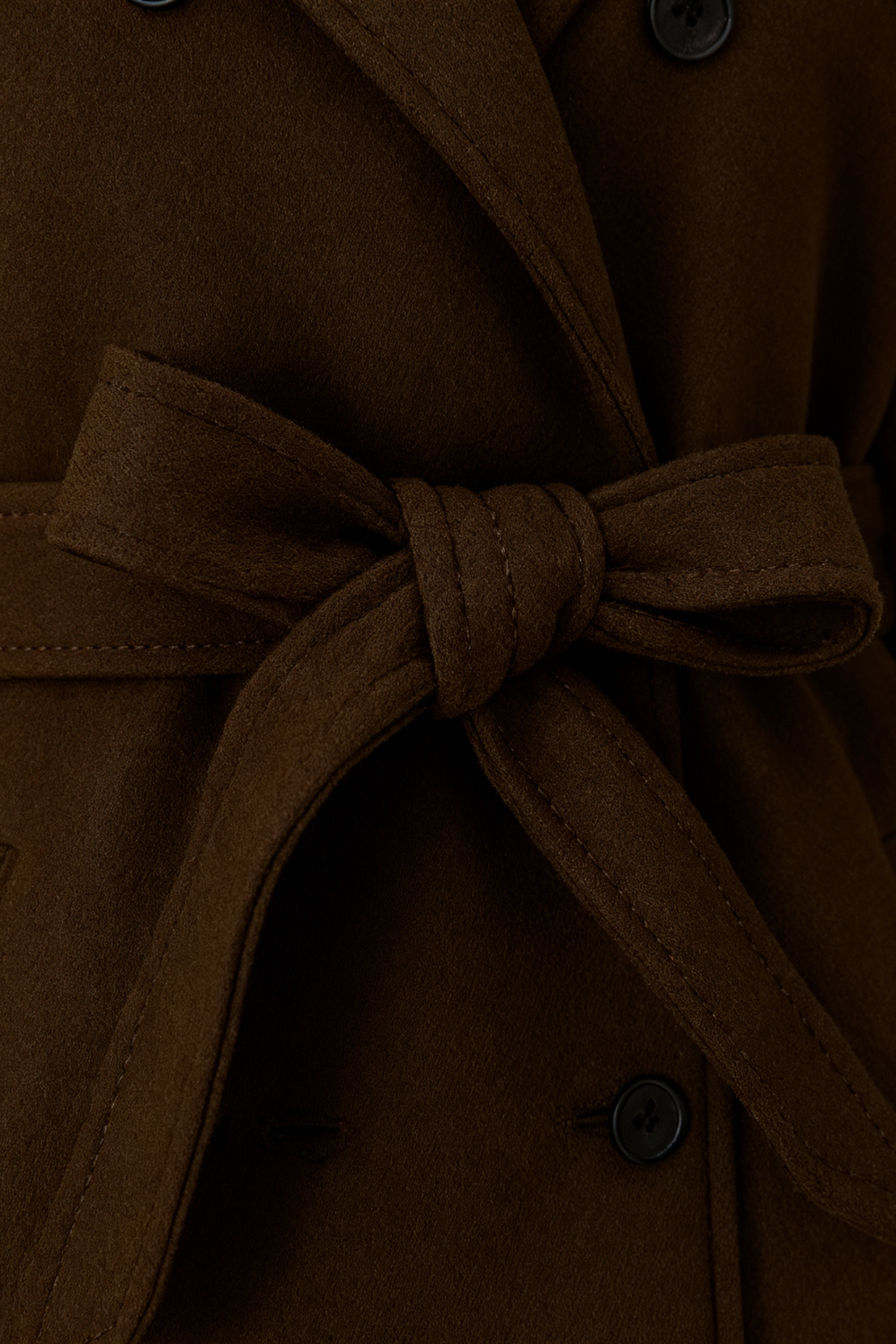 Coat : Women's Classic Long Brown Double-Breasted Trench Coat with Belt in van Vanda Liamo