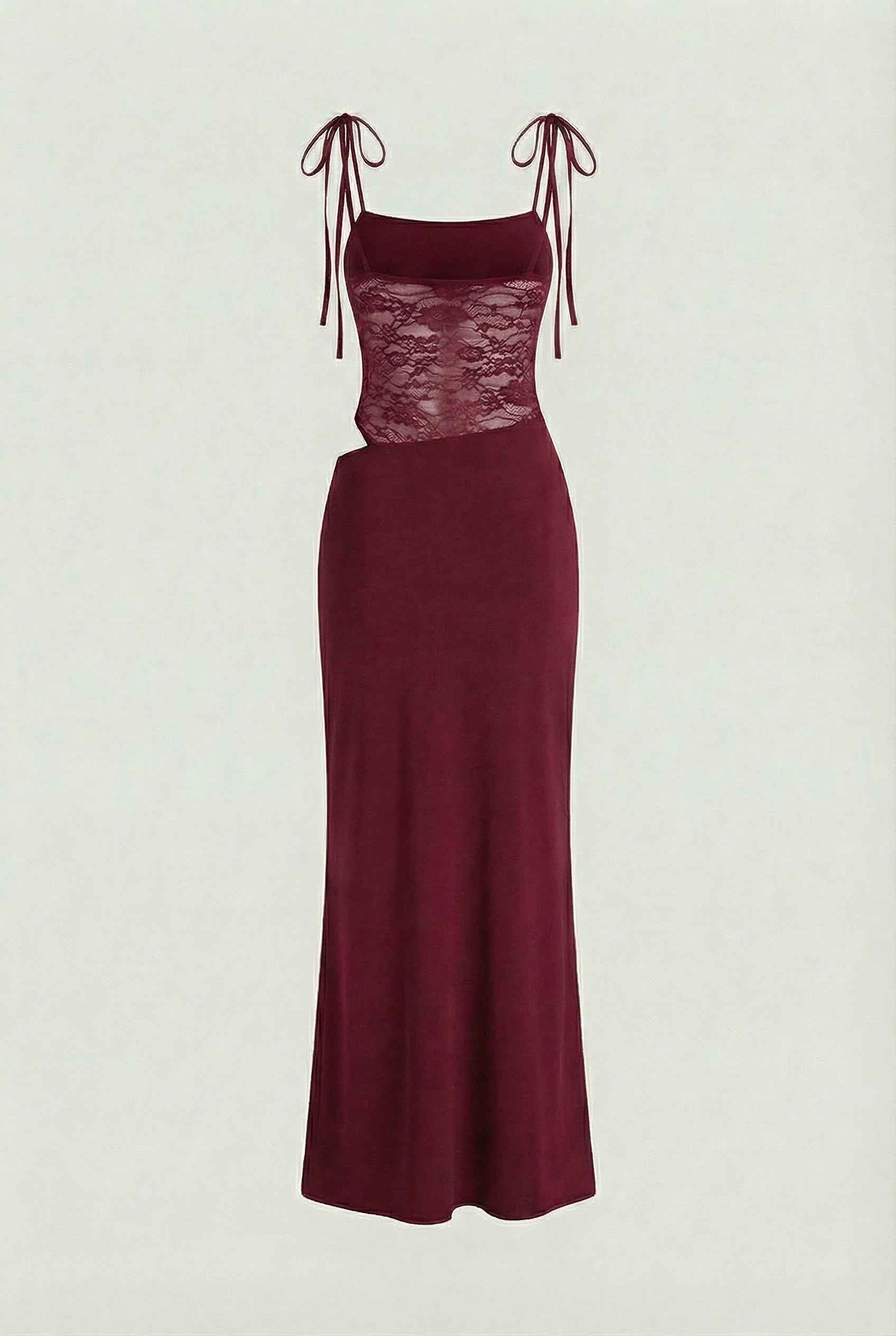 Women's Dresses : Women's Burgundy Lace Bodycon Maxi Dress with Spaghetti Straps in van Vanda Liamo